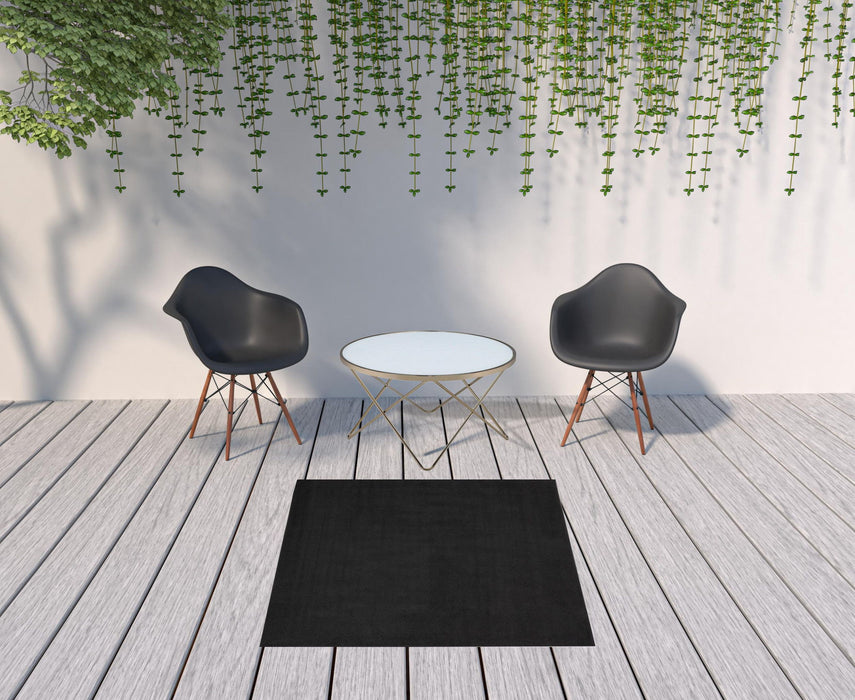 5' X 5' Square Non Skid Indoor / Outdoor Area Rug - Black