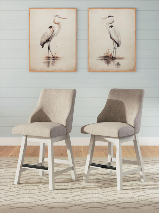 Robbinsdale - Upholstered Swivel Curved Back Barstool (Set of 2) - Antique White Signature Design by Ashley®