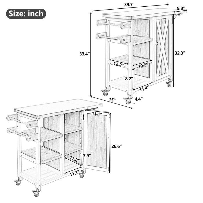 Foldable Outdoor Kitchen Island With Storage Cabinet Hearth and Haven
