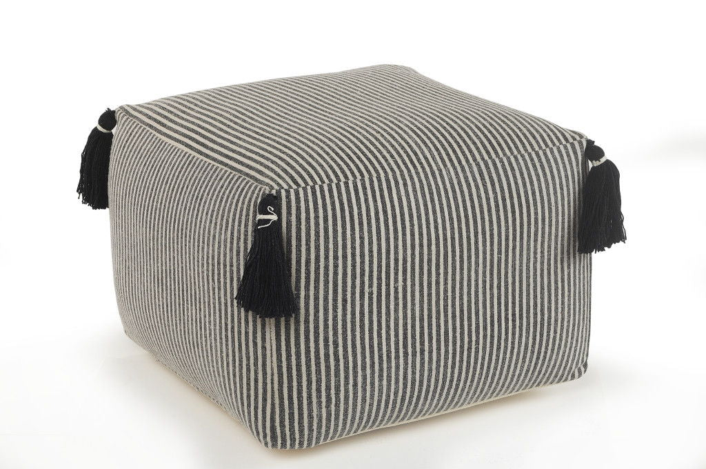 Square Cotton Ottoman - Gray