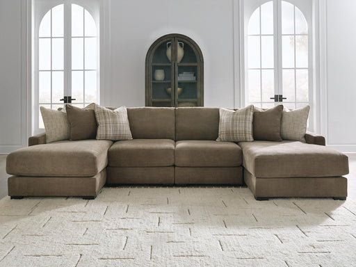 Camellia-Court - 4-Piece Double Chaise Sectional - Coffee Benchcraft®