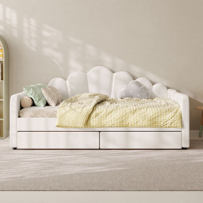 Shell Shaped Upholstered Daybed Frame With Slats Dreamland