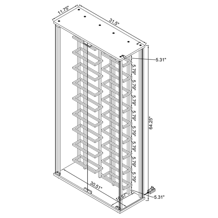 Wine Storage LED Curio Cabinet - Chrome Furniture Max