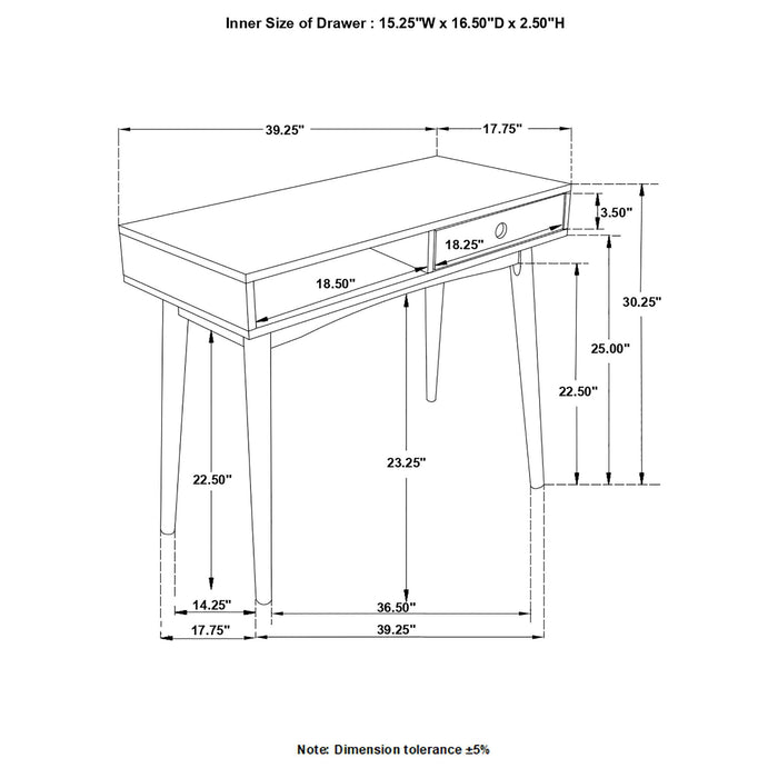 1 Drawer Writing Desk, Compact Size For Home Office - White Furniture Max