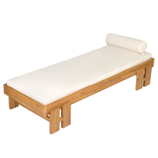 Daybed With Cushion & Pillow, Low Profile Design For Indoor / Outdoor Use - Cream / Teak Noble House