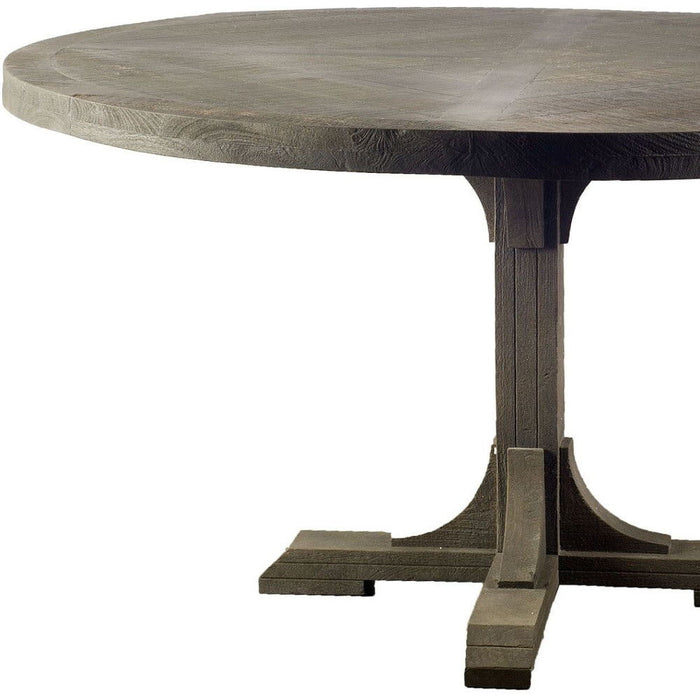 Circular Solid Wood Top With Pedestal Style Base Dining Table - Dark Brown