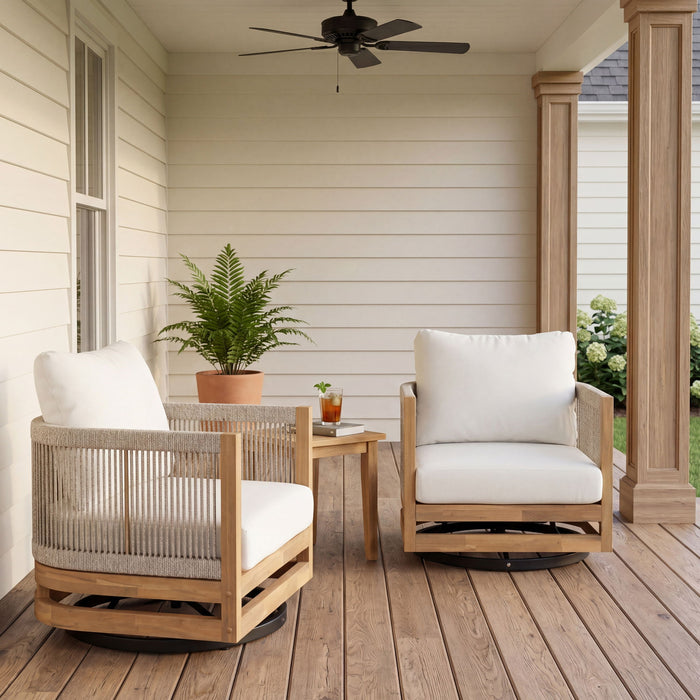 Outdoor Swivel Base Chair & Cushions Noble House