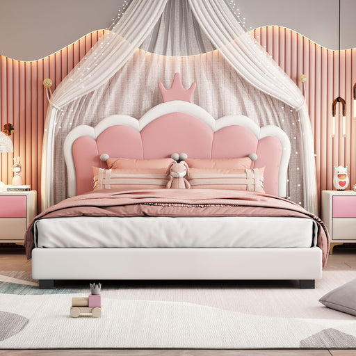 Upholstered Princess Platform Bed With Crown Headboard Hearth and Haven