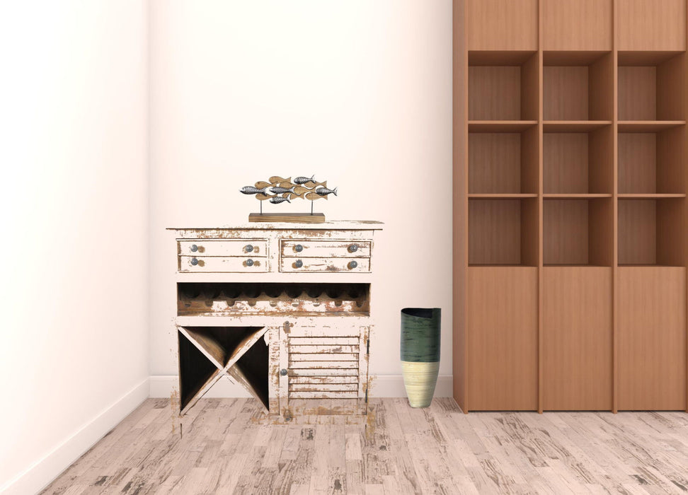 Rustic Solid Wood 2 Door Wine Bar Cabinet - Natural