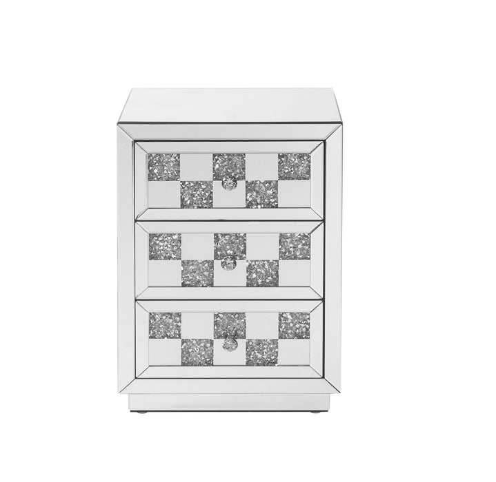 Noralie - Mirrored Faux Diamonds Accent Table - Silver