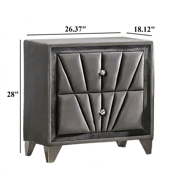 Nightstand, 2 Drawer Upholstered Frame - Gray Home Essentials