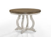 Havanna - 5 Piece Wide Round Dining Table With Off White Chairs (Set of 5) - Vintage Walnut Lilola Home