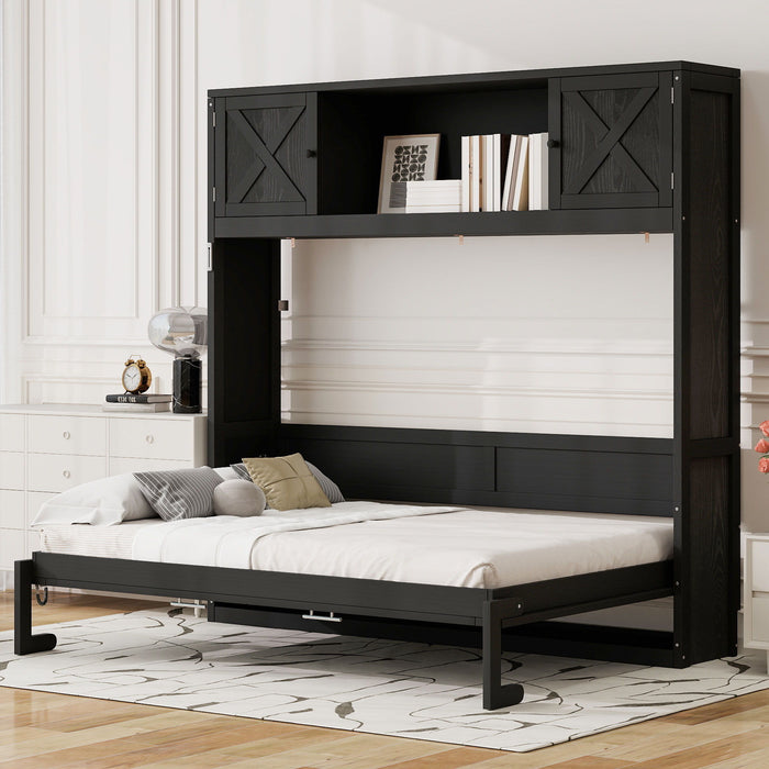 Rustic Casual Murphy Bed With Storage Cabinets Hearth and Haven