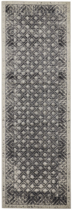 Abstract Stain Resistant Runner Rug - Ivory Black And Taupe - 8'