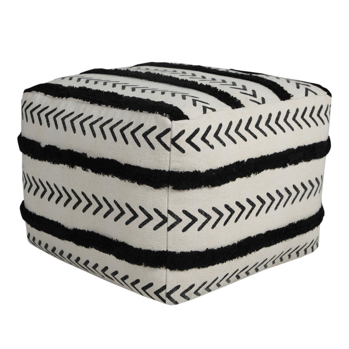 Cotton Square Ottoman - White