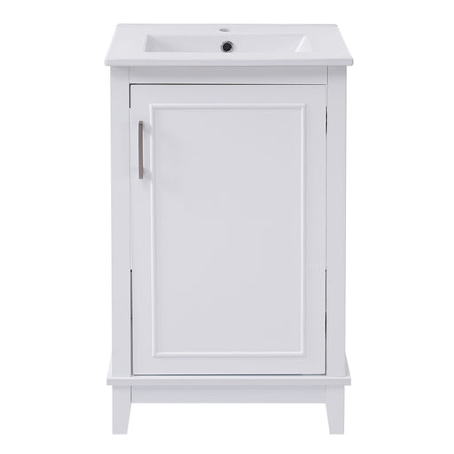 Modern Small Bathroom Vanity Cabinet With Ceramic Basin, Ample Storage, 1 Soft Close Door Hearth and Haven
