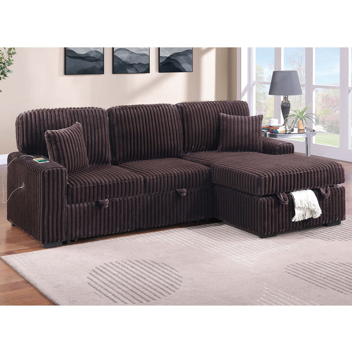 Convertible Sectional Upholstered Sleeper Sofa With Storage Chaise Home Essentials