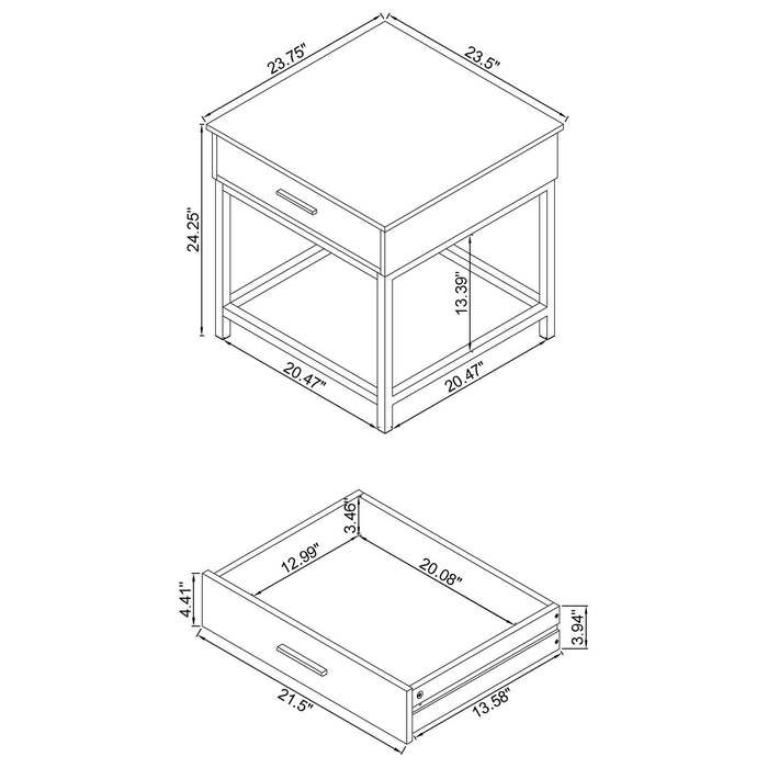 Square End Table With 1 Drawer - Brown Furniture Max