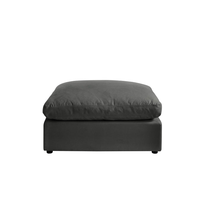 Linen Ottoman - Charcoal / Black