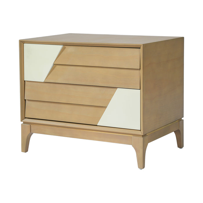 Japandi 2 Drawer Nightstand With Geometric Design Artistry At Home