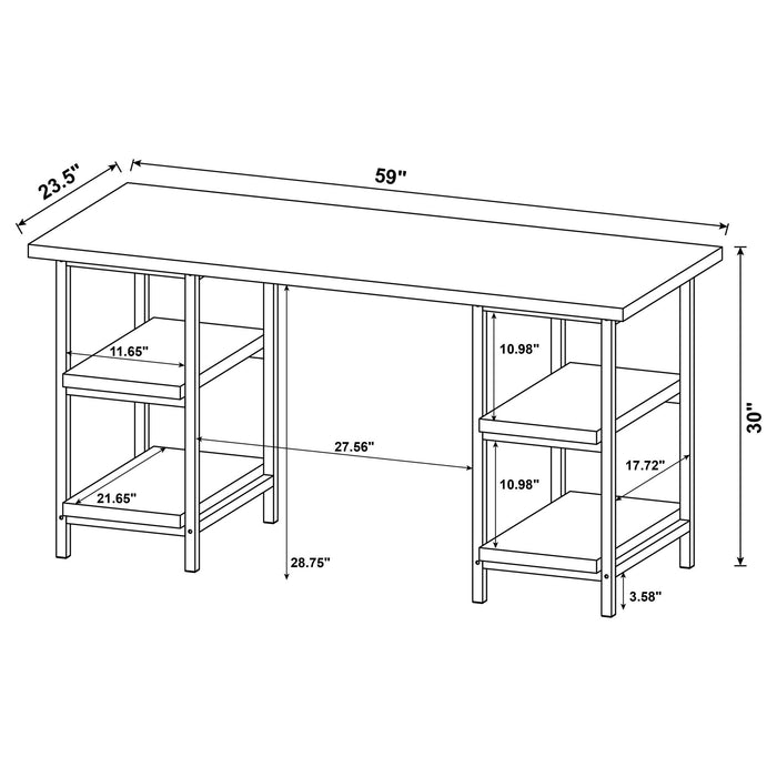Salvaged - 4 Shelf Writing Desk With Hollow Board - Brown Furniture Max