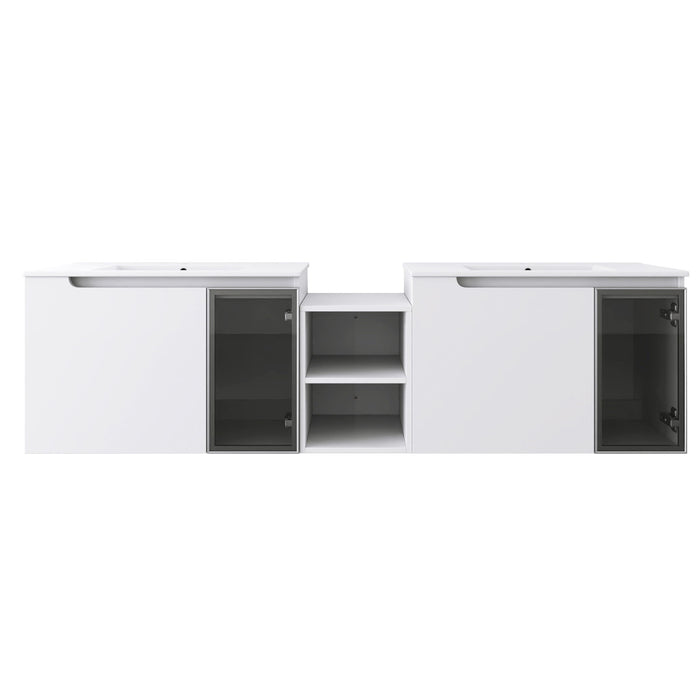 Wall Mounted Bathroom Vanity With Sink, Soft Close Doors, Cabinet & Half Door Home Essentials