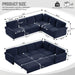 L-Shaped Sofa Couch With Pull Out Bed With Nailhead Trim & Rolled Arm Home Essentials
