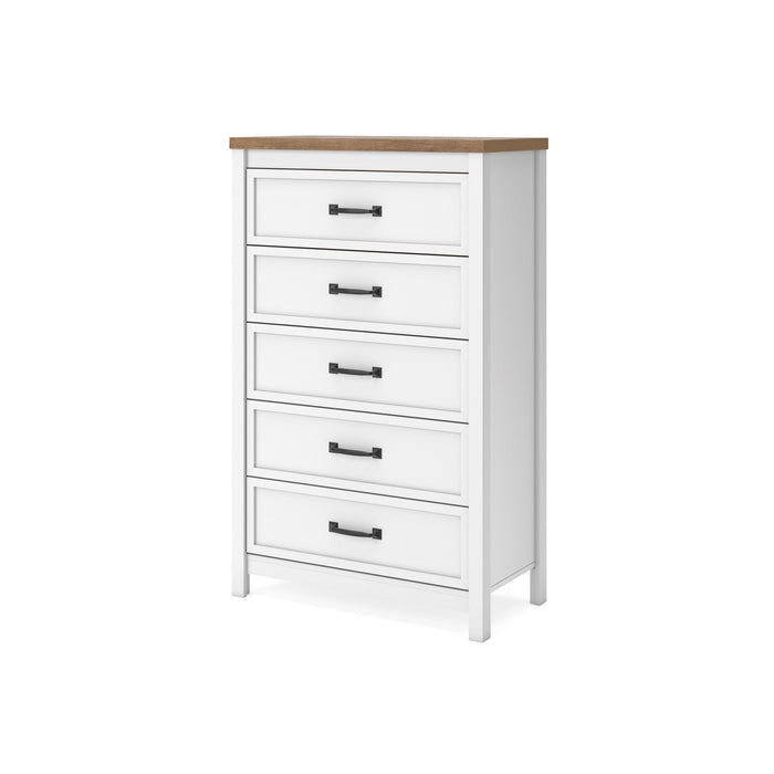 Kerisden - Five Drawer Chest - White / Brown Signature Design by Ashley®