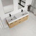 Floating Double Sink Bathroom Vanity With Drawers And Doors, Extra Large Storage, Integrated Sink, Soft Close Hardware - Glossy White / Light Oak Home Essentials