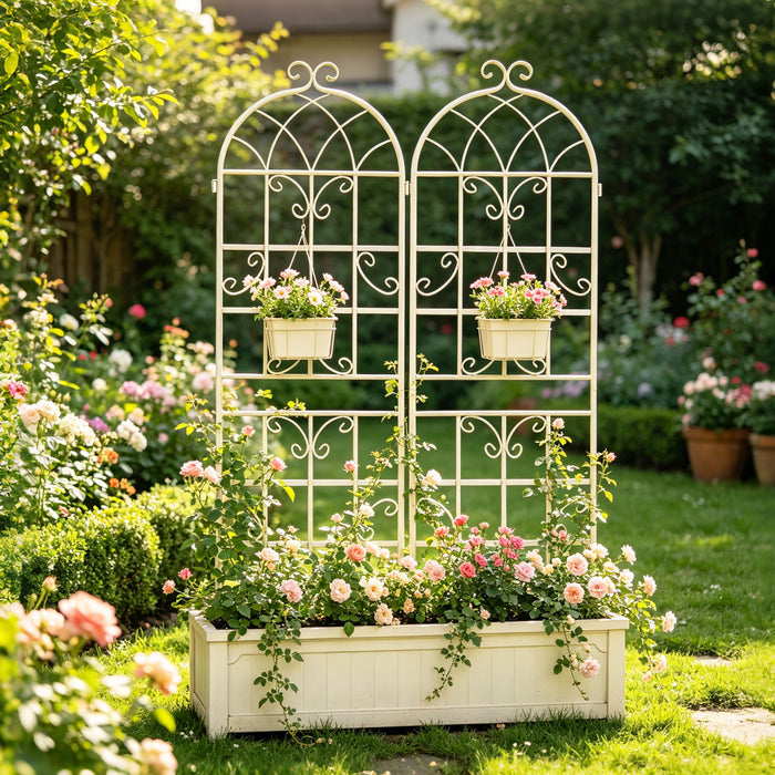 Metal Garden Rustproof Trellis For Climbing Plants Outdoor Flower Support Daily Nest