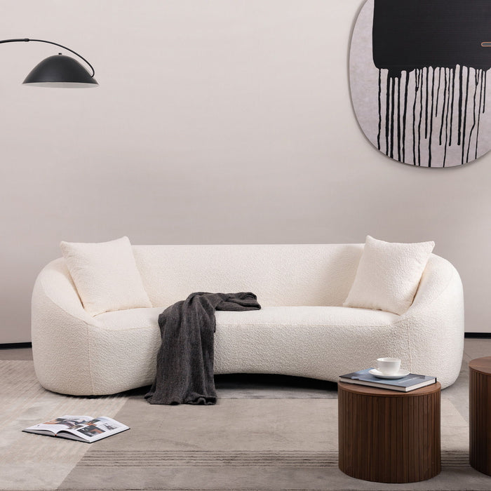Curved 3 Seater Sofa For Living Room - White Home Essentials
