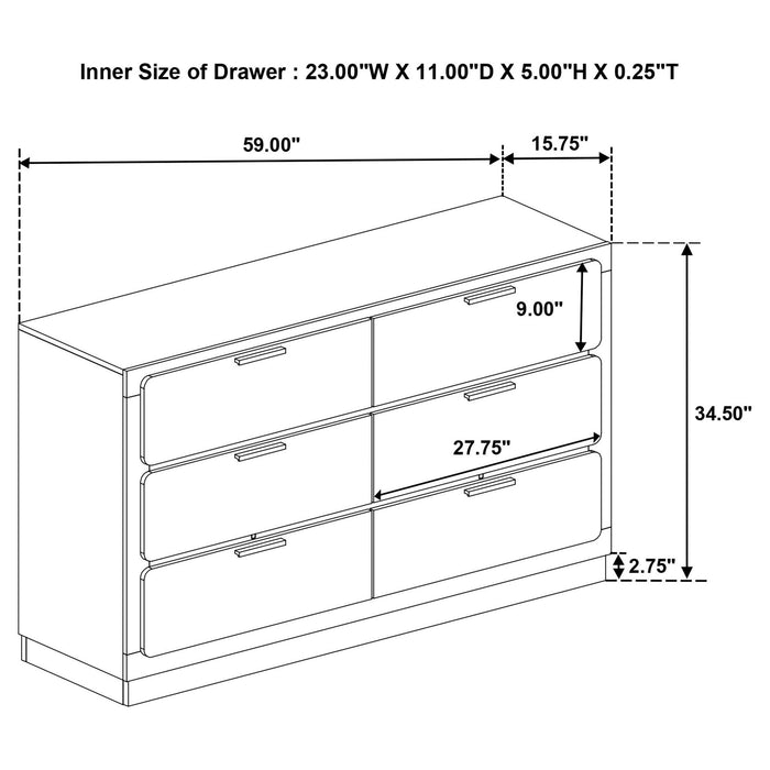Sophia - 6 Drawer Dresser Furniture Max