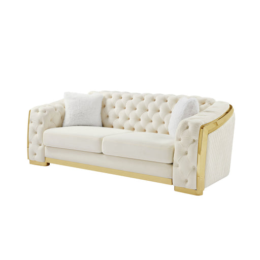 2 Seater Sofa With Button Tufted Diamond Grid & 2 Pillows For Living Room Home Essentials