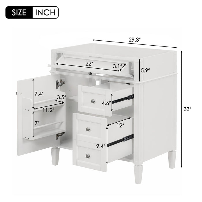 Bathroom Vanity With 2 Drawers And Tip-Out Drawer, Storage Cabinet Hearth and Haven