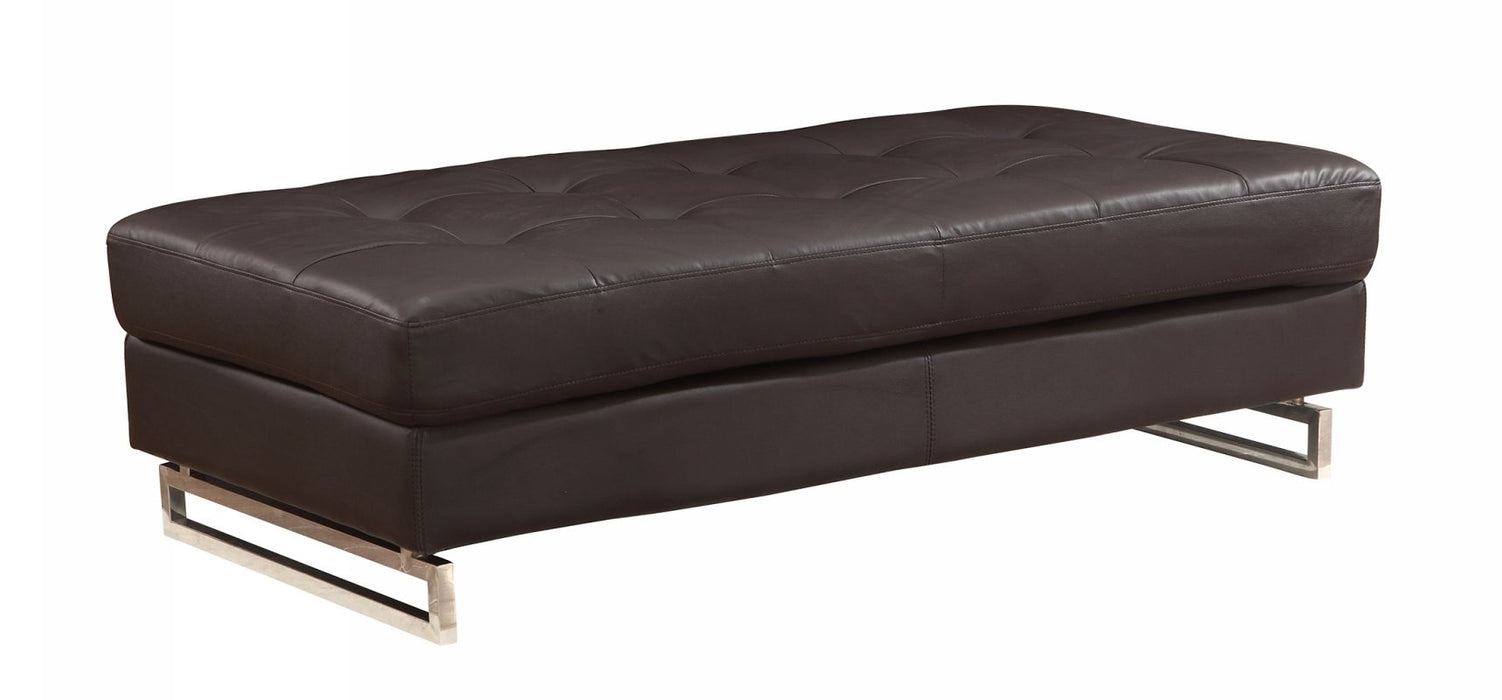 Faux Leather Ottoman - Brown / Gold