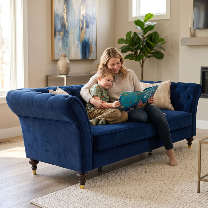 Chesterfield Sofa, 3 Seat Couch With Deep Button Tufted Back, Rolled Arms Home Essentials