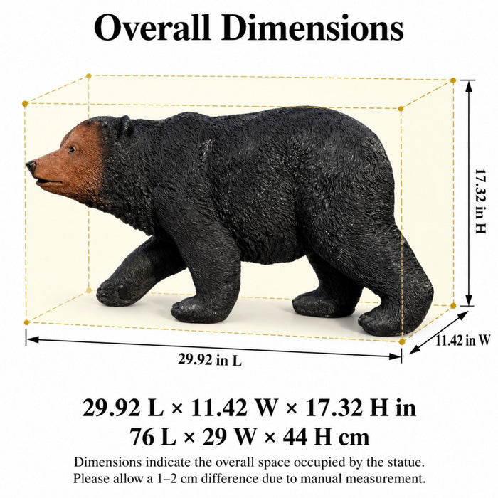 Bear Garden Statue, Walking Animal Sculpture With 2 Ground Stakes For Outdoor Decor - Black Daily Nest
