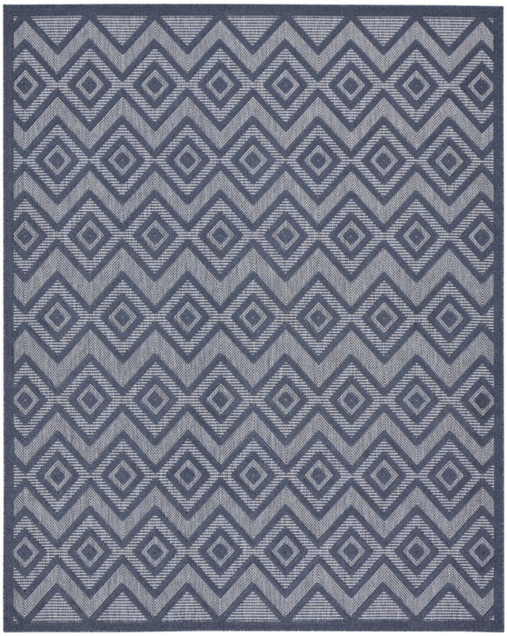 7' X 10' Geometric Flatweave Area Rug - Navy Blue