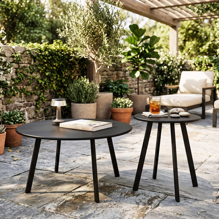 Round Nesting Coffee Table (Set of 2) - Black Home Essentials
