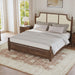 Farmhouse Platform Bed Frame & Tall Upholstered Headboard Home Essentials