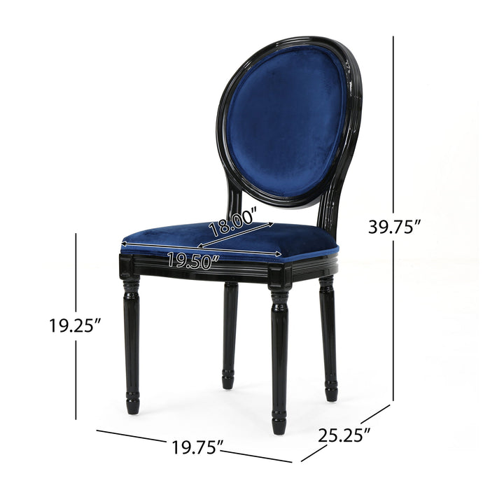 French Country Inspired Dining Chair With Iconic Round Backrest - Navy Blue Noble House