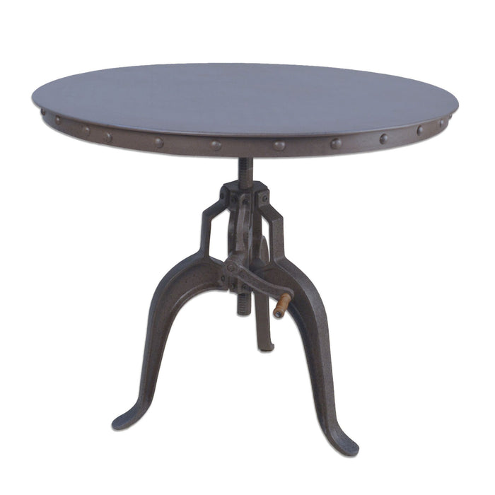 Adjustable Crank Round Top Dining Table 36" - Industrial Gray