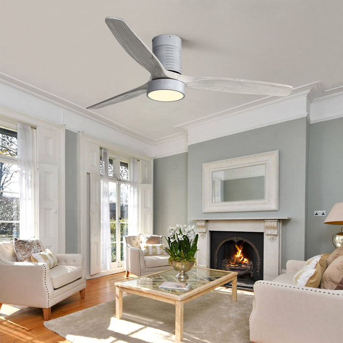 52" 18W LED Ceiling Fan With Dimmable 6 Speed Remote 3 Blade Reversible DC Motor For Living Room - Silver Daily Nest