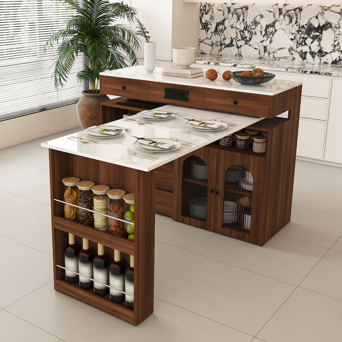 Kitchen Island With Extendable & Rotating Table Home Essentials