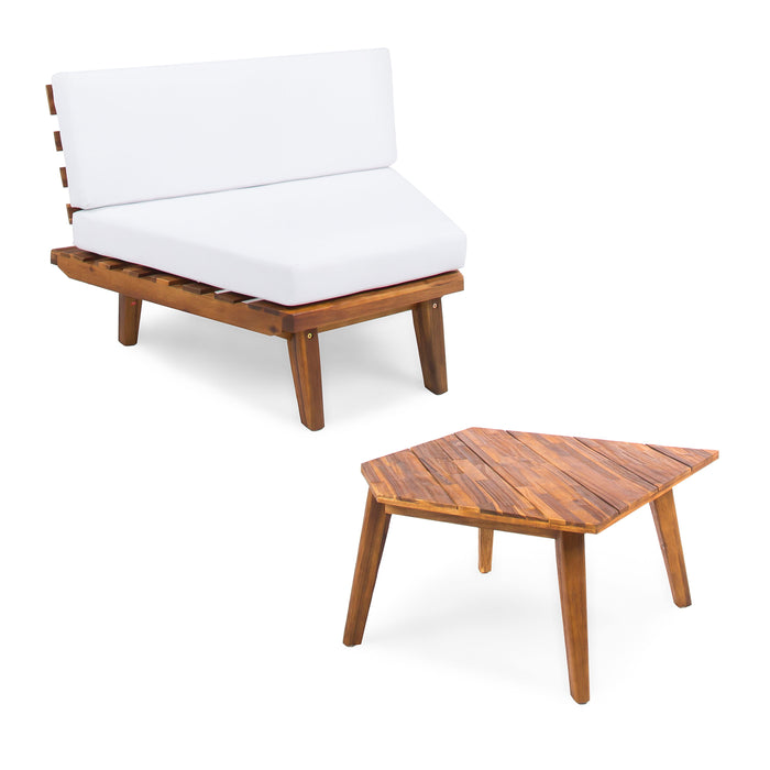 Hillcrest Sofa Coner / Table - White / Light Brown / Acacia
