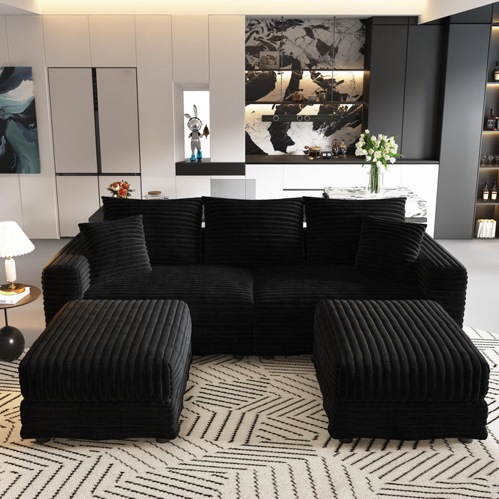 Deep Seat Convertible Sofa With Soft Pillows And Ottomans Home Essentials