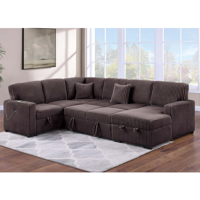 Convertible Sectional Upholstered Sleeper Sofa With Storage Chaise Home Essentials