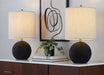 Kona - Contemporary Table Lamp (Set of 2) - Matte Black / Natural Lumi Source