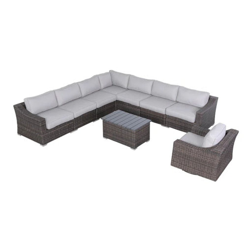 Outdoor 7 Person Wicker Sectional Set With Cushions - Gray Mix LSI Patio Furniture