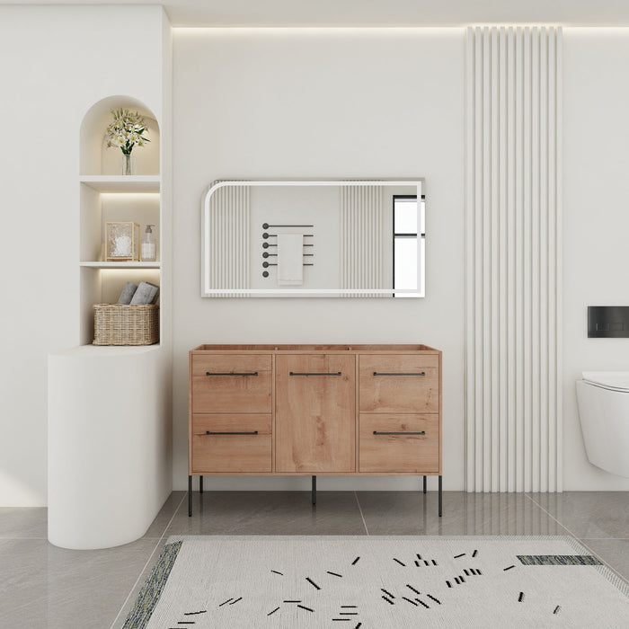 46" Freestanding Bathroom Vanity With Soft Close Doors And 4 Drawers, (Vanity Only) - Imitative Oak Home Essentials